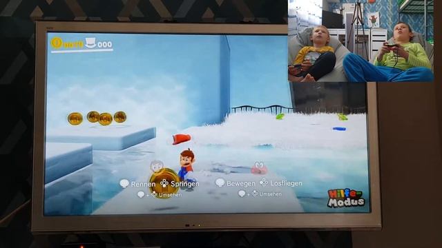СУПЕР МАРИО ОДИССЕЙ мир 1 на два игрока мультик игра для детей Super Mario Odyssey смотреть онлайн