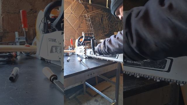 Sharpening the chain on Stihl 661 C fixed on screw clamps! Заточка цепи на струб смотреть онлайн