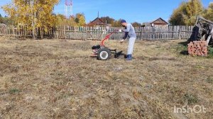 Пашем плугом целину мотоблоком Агат.