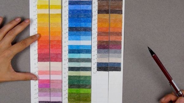 Тест на светостойкость карандашей Faber Castell, Derwent Coloursoft,