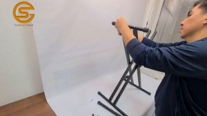 Сборка Х-образной складной стойки и закрепление пиани
