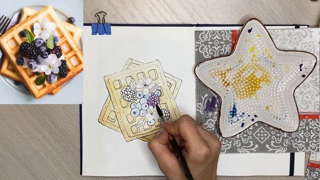 Рисуем венские вафли #акварельныйскетчинг #скетчингуроки смотреть онлайн