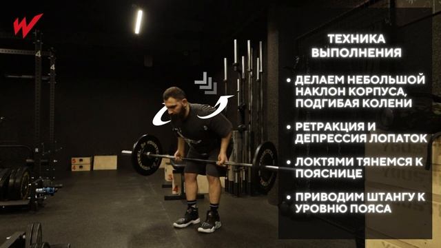 Тяга штанги к поясу | Тренировка спины