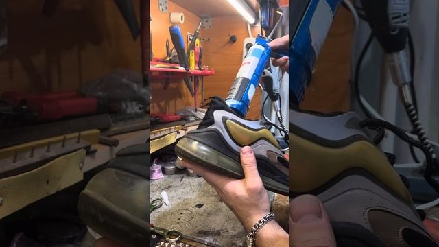 Ремонт баллона на кроссовках Naik Air