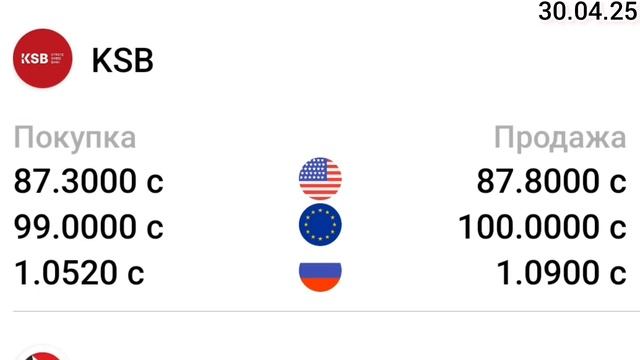 Курс Валют, Евро, Рубль, Доллар. 30.04.25 Бишкек.