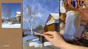Как рисовать солнечный день (зимний пейзаж)