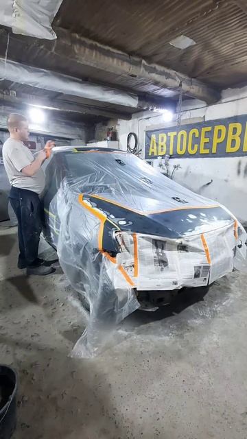 Обклейка авто перед грунтованием! #автопокраска #покр? смотреть онлайн