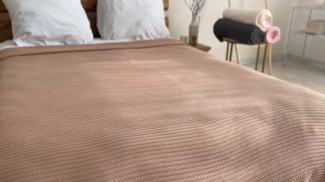 Плед покривало косичка, 100% cotton, коричневий колір (Розм? смотреть онлайн