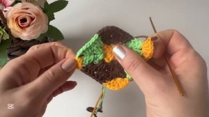 Как вязать трехцветный бабушкин КВАДРАТ КРЮЧКОМ! Вяза
