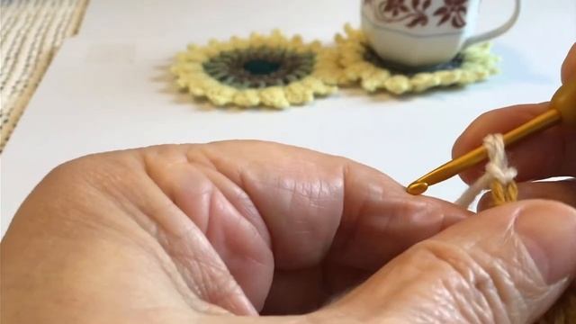 Подсолнух подставка под чашку вязание крючком для нач смотреть онлайн