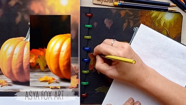 КАК НАРИСОВАТЬ ТЫКВУ ЦВЕТНЫМИ КАРАНДАШАМИ / ЧАСТЬ 2 /ASYA смотреть онлайн