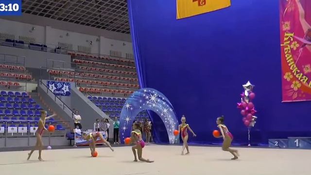 Групповое упражнение с 5 мячами, 2010г., 1 сп.р., тр. Жураве? смотреть онлайн