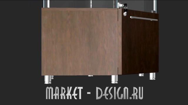 Угловая стеклянная витрина с тумбой