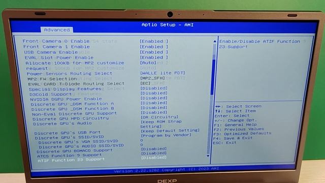Ноутбук DEXP Atlas M15-A5W304 навигация по BIOS'у смотреть онлайн