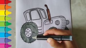 Как рисовать синий трактор?