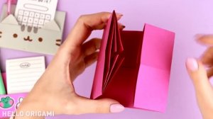 Оригами Подставка из бумаги   Котик Пушин   Origami Paper Stand