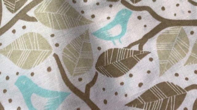 Ткань из Польши: Птички на ветках бирюзовые