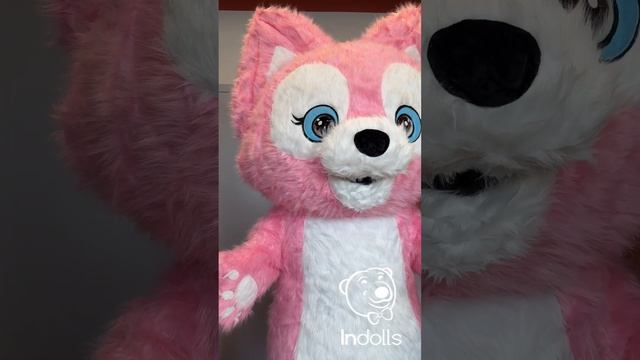 Надувной костюм Лисенок розовый, ростовая кукла Лис, о