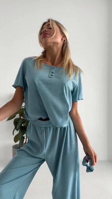 Костюм (топ+штани+резинка для волосся) № 1615 #fashion #ootd #outf