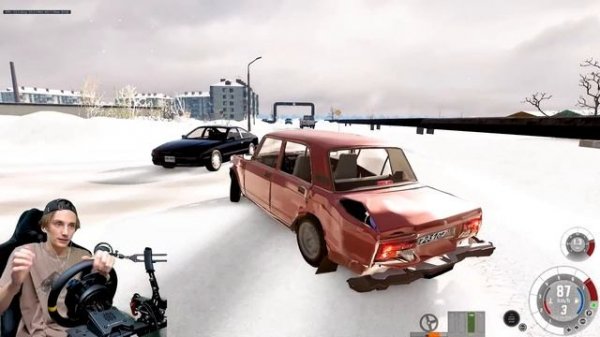ЗИМНИЙ ДРИФТ на ВАЗ 2107 в БИМКЕ на РУЛЕ | BeamNG.drive