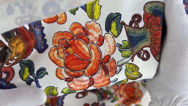 Ткань Коттон сатин принт №3 хохлома на белом