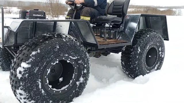 самодельный цельнорамный вездеход, катаюсь по сырому