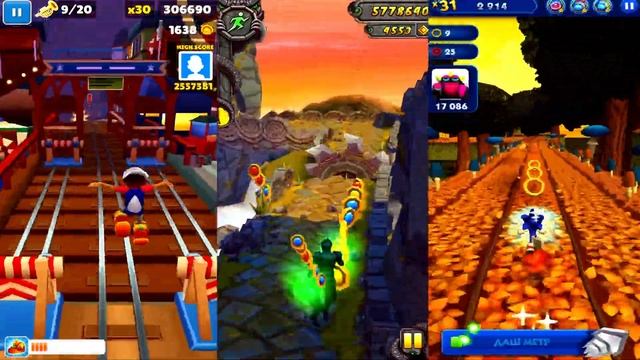 Subway Surfers Chicago DIEGO VS Temple Run 2 VS Sonic Dash Соревнование смотреть онлайн