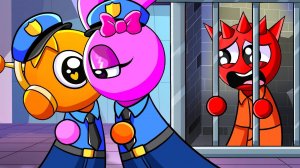 СУПЕРСЕМЕЙКА СПРУНКИ, Девушка-ПОЛИЦЕЙСКИЙ, ПИНКИ кореянка - Полиция против вора 😭😭/ Анимация спрун