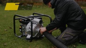 Мотопомпа HUTER MPD-80 для грязной воды в работе |  Как работ