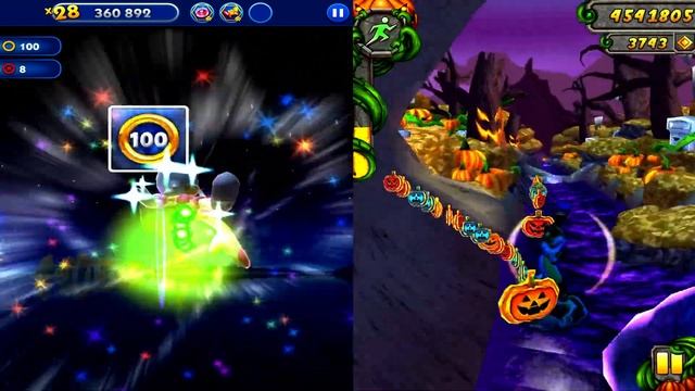 Sonic Dash VS Temple Run 2 SPOOKY RIDGE Соревнование Cleopatra VS Руж