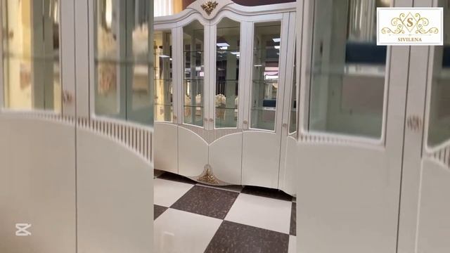 Виалта 6д шкаф - витрина цвет жемчуг смотреть онлайн