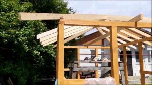 Беседка 3 на 4м. Крыша. Косые стропила.