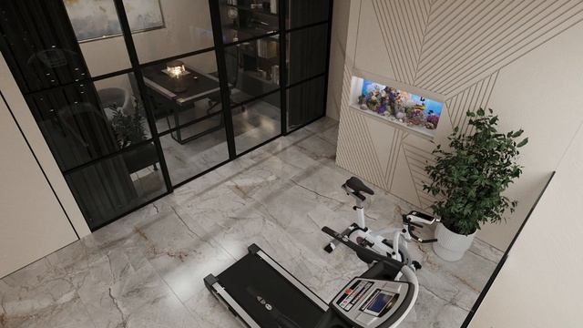 Зона спорта, домашний тренажёрный зал в двухуровневой смотреть онлайн