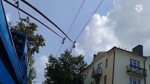 Прохождение троллейбусных стрелок. Вид на штанги