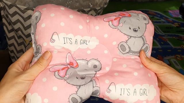 Ортопедическая подушка розовые мишки