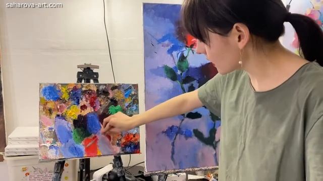 Красные розы маслом, видеоурок художника Фании Сахаро