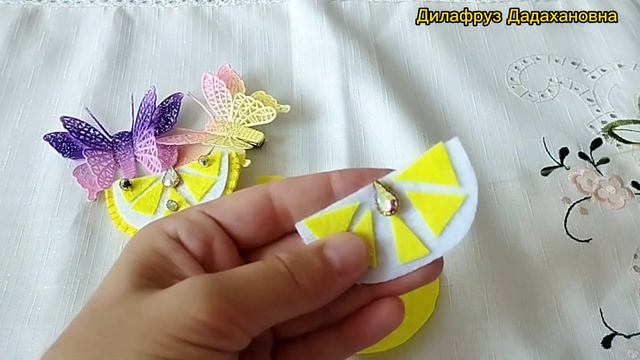 *ЛИМОН* заколка из фетра #diy #фетр #заколка