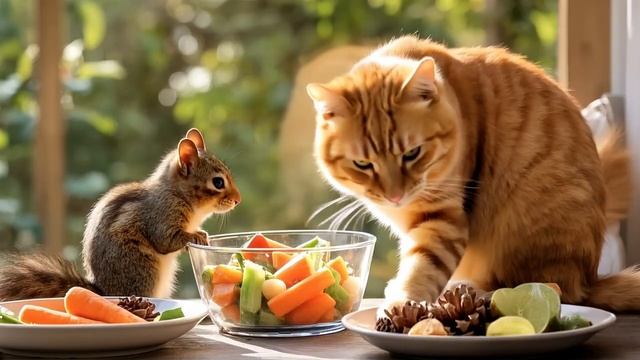 The Cat Adopted A Little Squirrel And Took It Home. #cat #cute #cutecat #funny #топыкатего