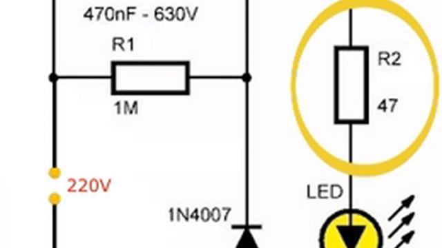 заставим светится светодиод от сети 220 вольт