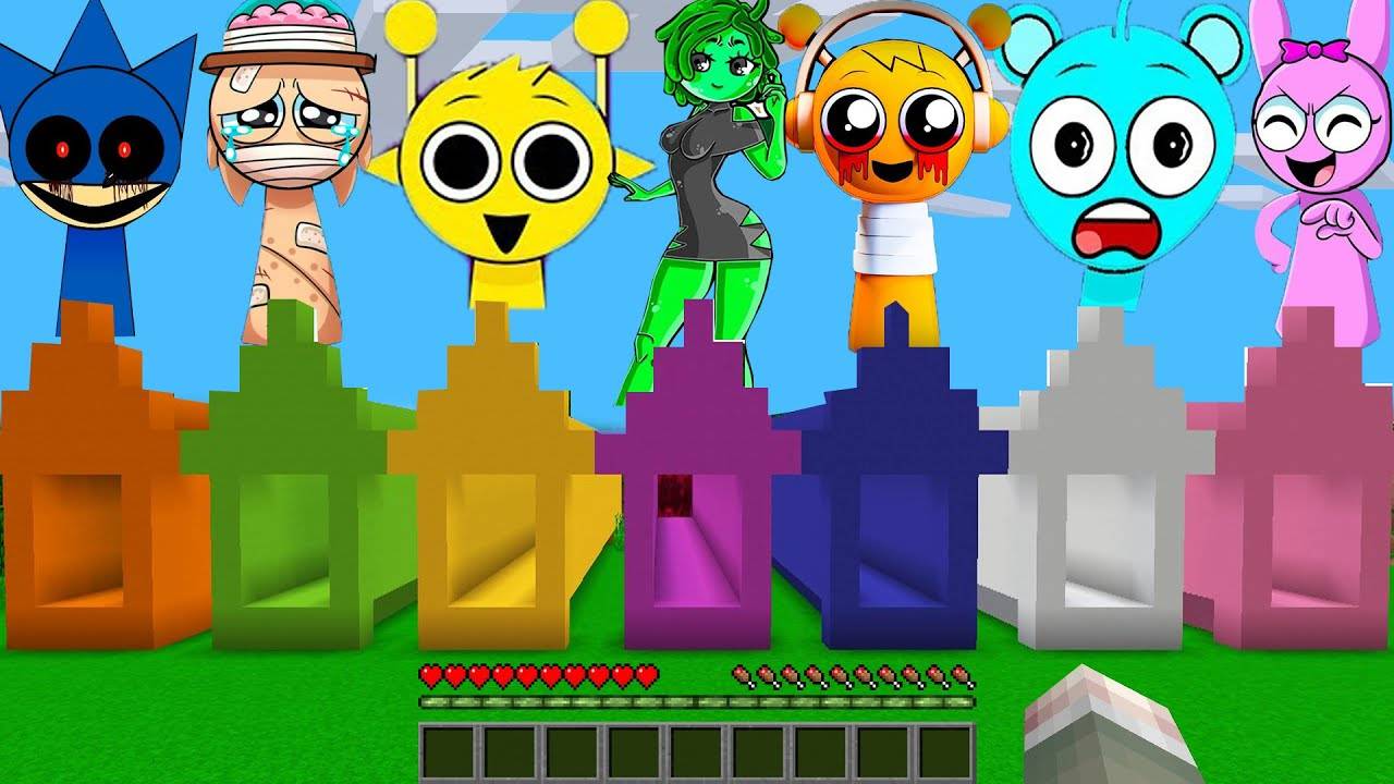 ПРЯТКИ В РАЗНОЦВЕТНЫХ ДОМАХ ВСЕ ВИДЫ СПРУНКИ В МАЙНКРАФТ смотреть онлайн