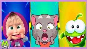 Маша и Медведь Догонялки vs Ам Ням Новая Погоня vs Говорящий Том Гонки за Конфетами.Какая Игра Круче