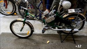 Установка веломотора F-80 на складной велосипед "СТЕЛС 410 за кончина, пробный пуск.