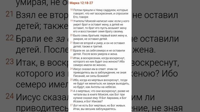 Евангелие от Марка, Глава 12, стихи 18-27. смотреть онлайн
