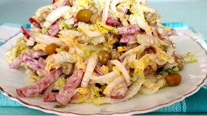 📌 Вкусный и хрустящий салат Днестр с пекинской капустой и колбасой