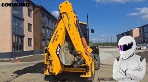 Челюстной ковш на экскаваторе-погрузчике Lonking