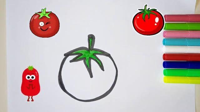 Drawing Tomato for kids with song. рисунок для детей. #funkeepart #betainangtv #tobi смотреть онлайн