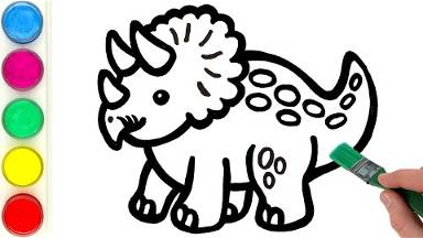 Рисуем и раскрашиваем маленького динозавра. Детям и начинающим смотреть онлайн