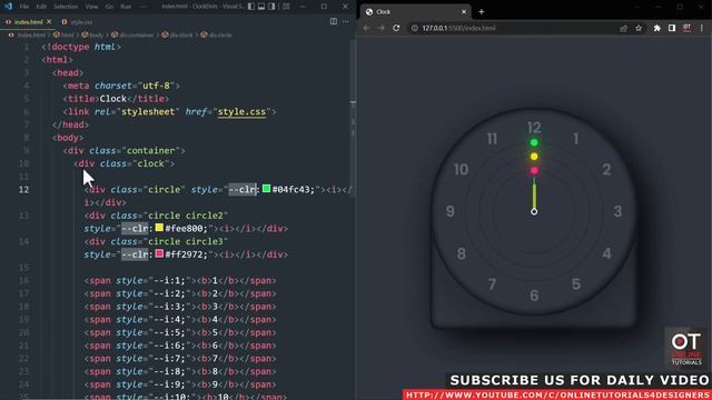 Анимированные часы с использованием HTML CSS и JavaScript смотреть онлайн