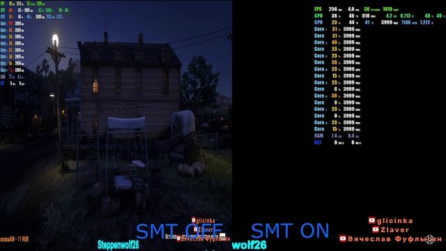 R7 2700 SMT OFF & SMT ON, в RDR 2. смотреть онлайн