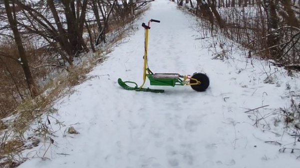 Электро снегокат своими руками. Электросамокат с лыже